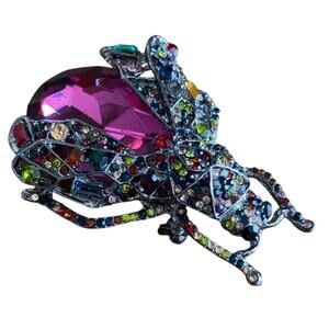 NWOT Pave Crystal Studded Cicada Bug Insect Brooch Pin Fairycore Amethyst Color